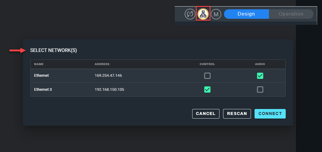 Select Network(s) dialog